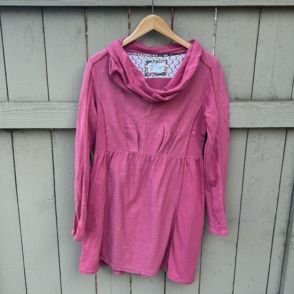 Anthropologie Saturday Sunday Mauve Cotton Blend Cowl Neck Dress Sz M